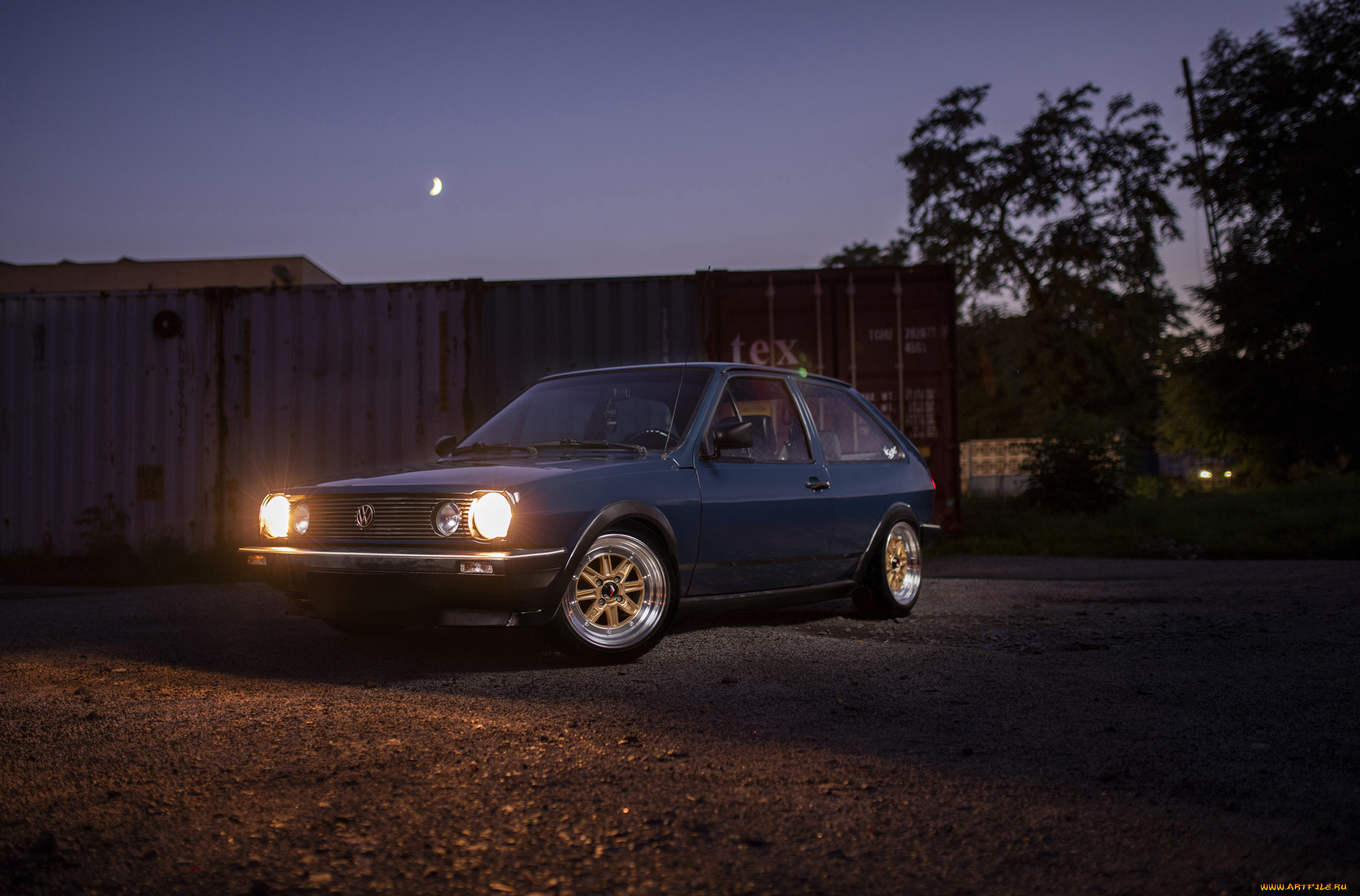 volkswagen polo, , volkswagen, polo, blue, containers